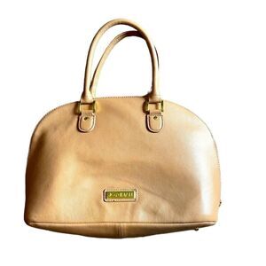 JOY & IMAN Tan Leather Clamshell Satchel